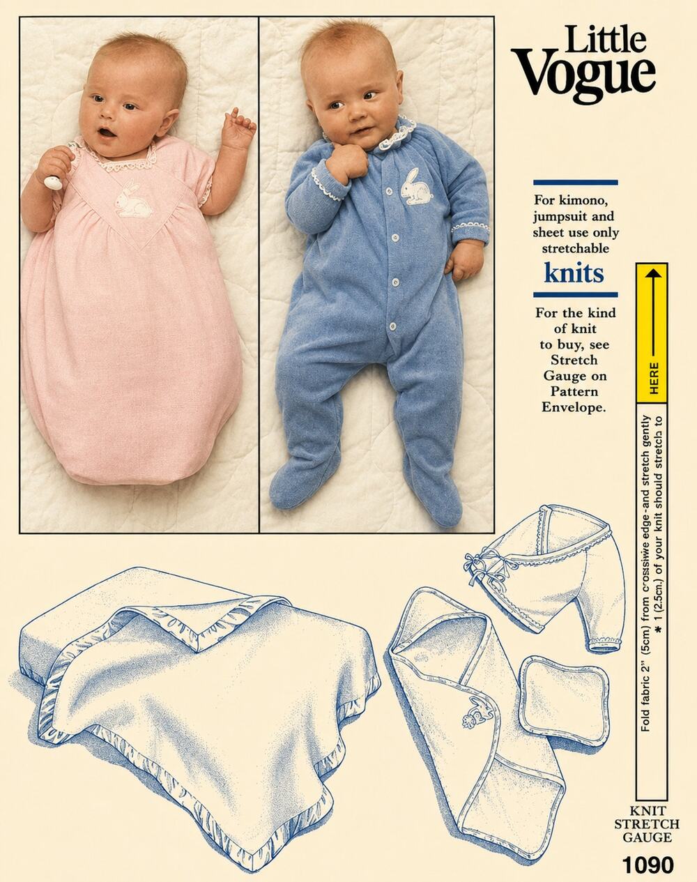 HTF Vogue Sewing Pattern 1090 Baby Infant Christening Layette Jumpsuit Sleeper